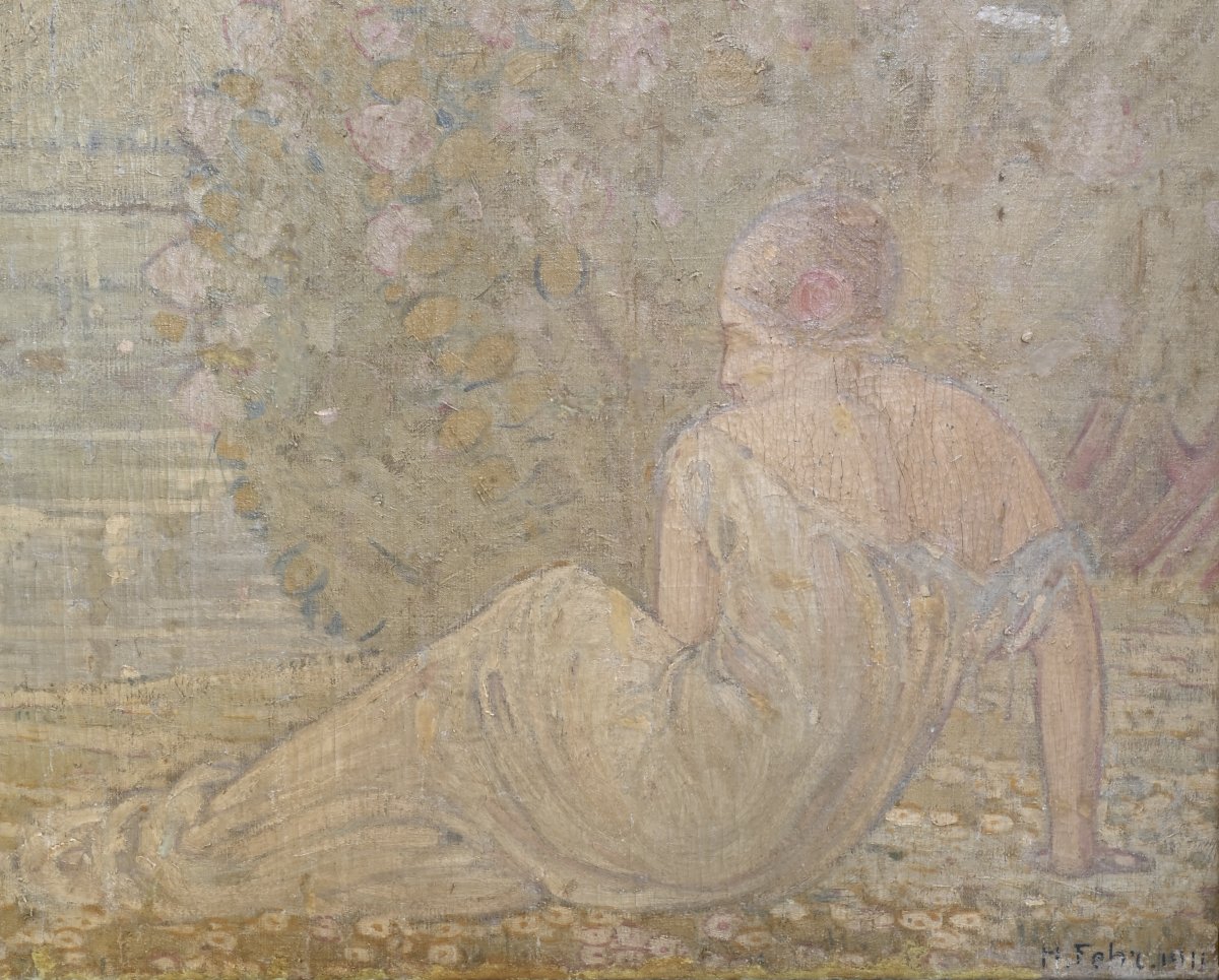 Henri Fehr - Bathers And Fauns - Switzerland, Early 20th Century-photo-4